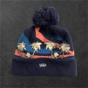 Vans Multicolor Palm Tree Navy Blue Print Cuffed Beanie